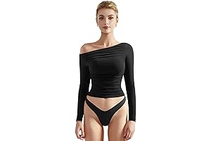 Women's Off the Shoulder Long Sleeve Fitted Crop Tops