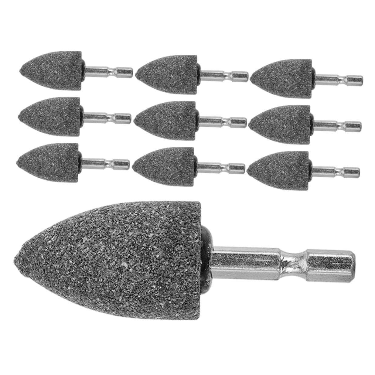 10pcs Conical Grinding Stone for Rotary Tools Hex Shank 25mm
