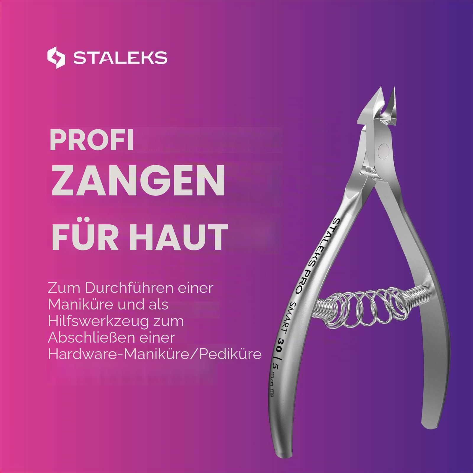 Nagelhautzange STALEKS SMART NS-30-5, Edelstahl, Spiralfeder, Klingenlänge 5 mm