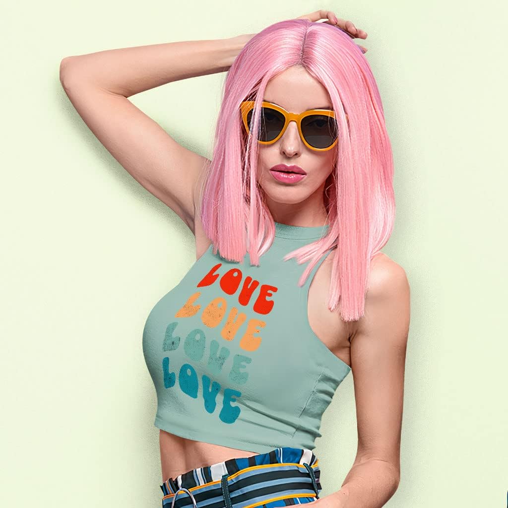 Love Design Racerback Cropped Tank - Colorful Women's Tank - Unique Tank Top