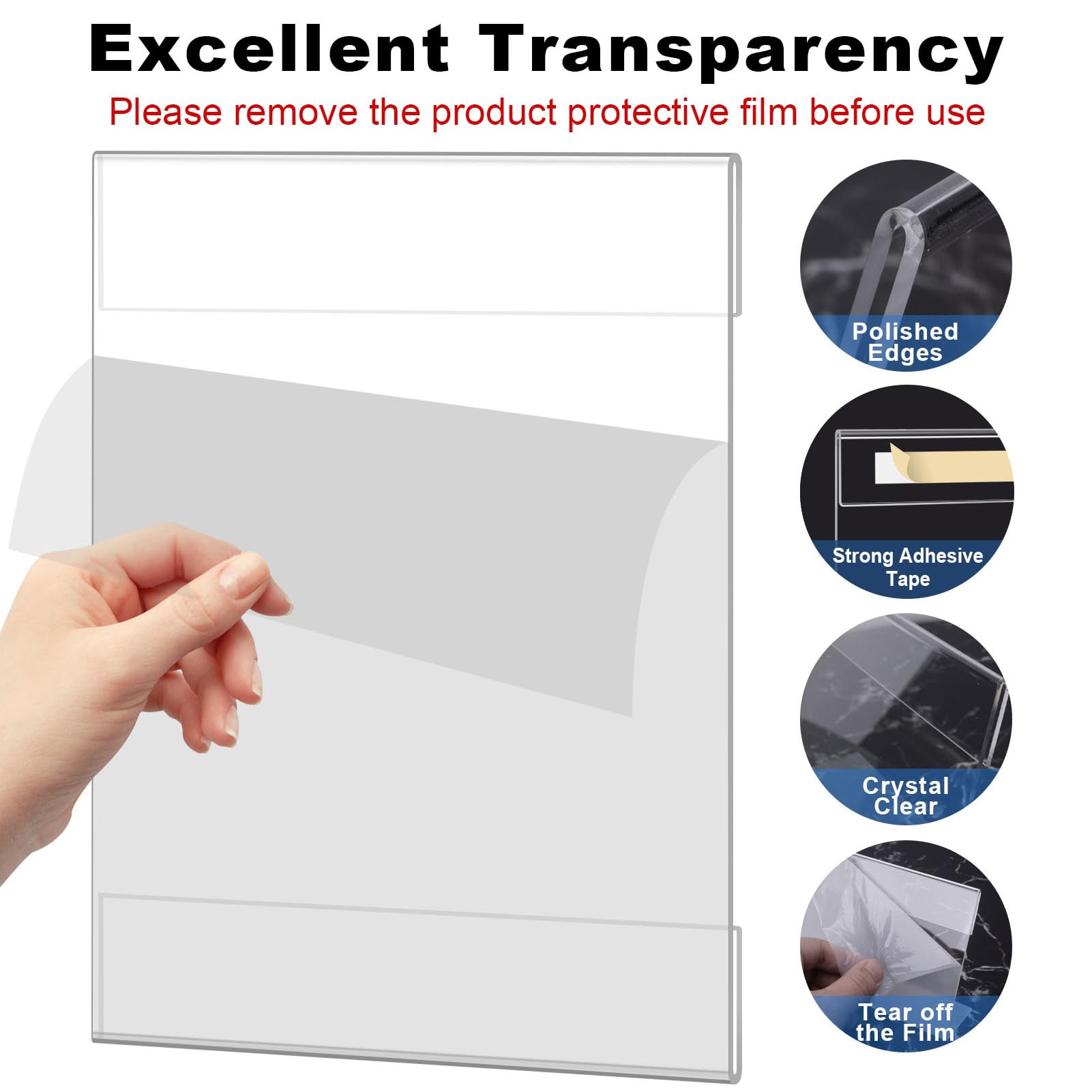 Acrylic Sign Holders - 8 Pack, No Drilling -3