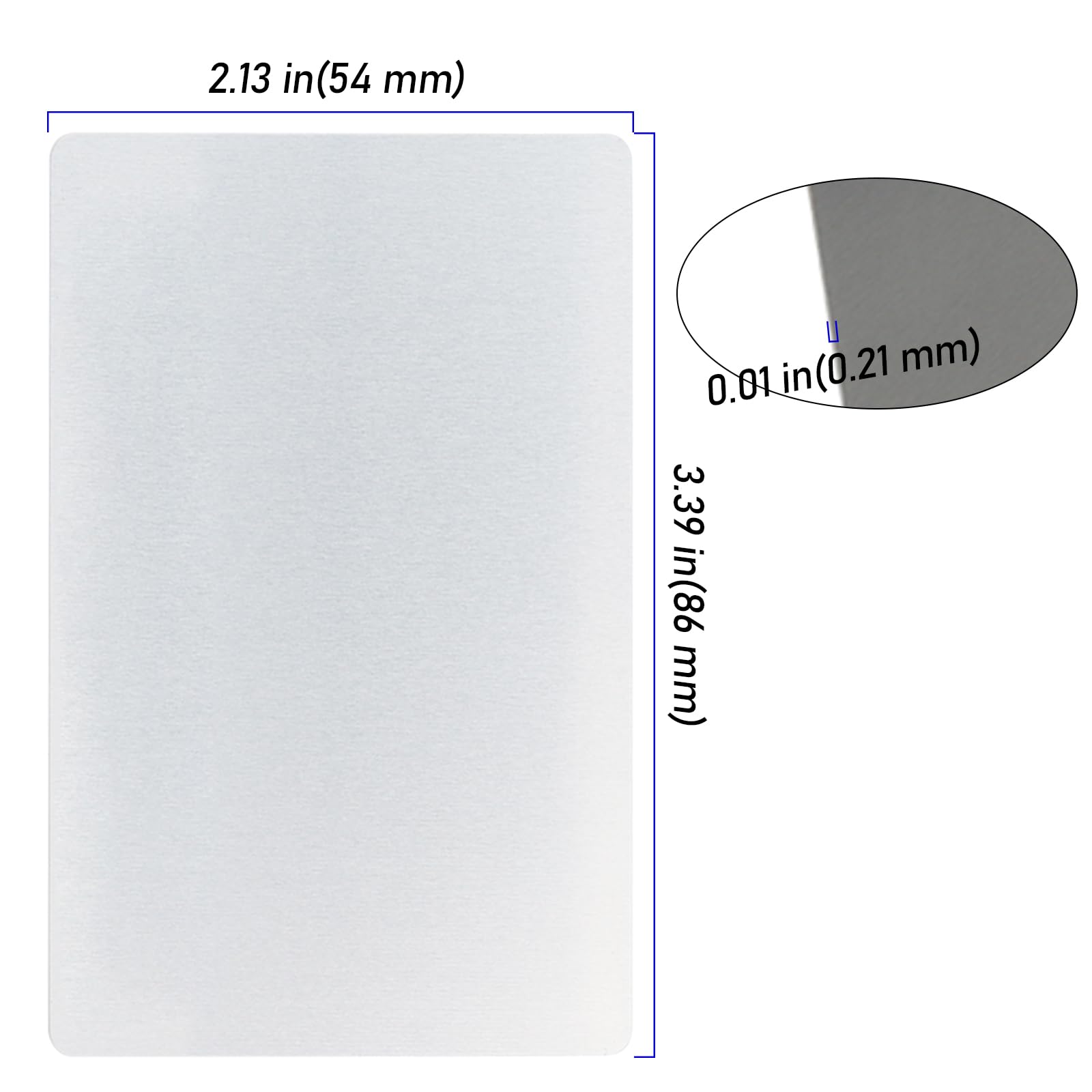 ZEONHEI Silver 100x Aluminium Business Cards, 8.6x5.4cm, 0.21mm Thick, Blank Name Cards for Laser Engraving, DIY Gift Cards, Office Customers - Image 2
