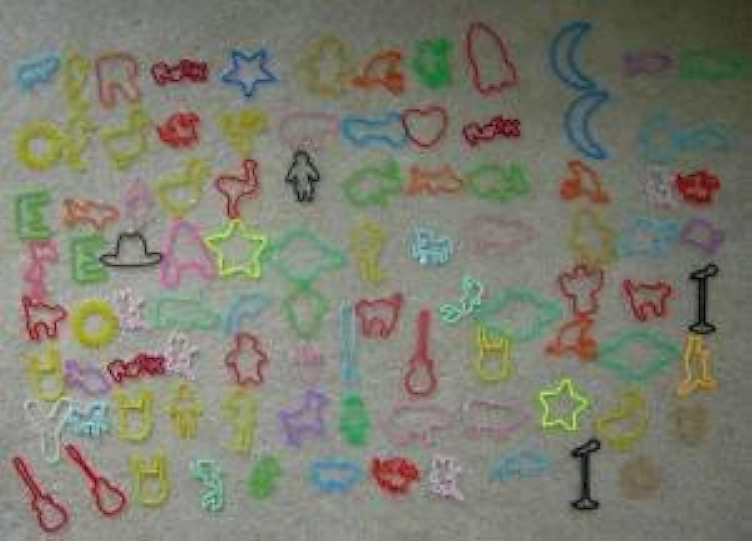 Assortment of 60 Fun Silly Rubber Band Bracelets - America, Characters, Rock 'n' Roll, Sea Life, Sports, Zoo Creatures and More