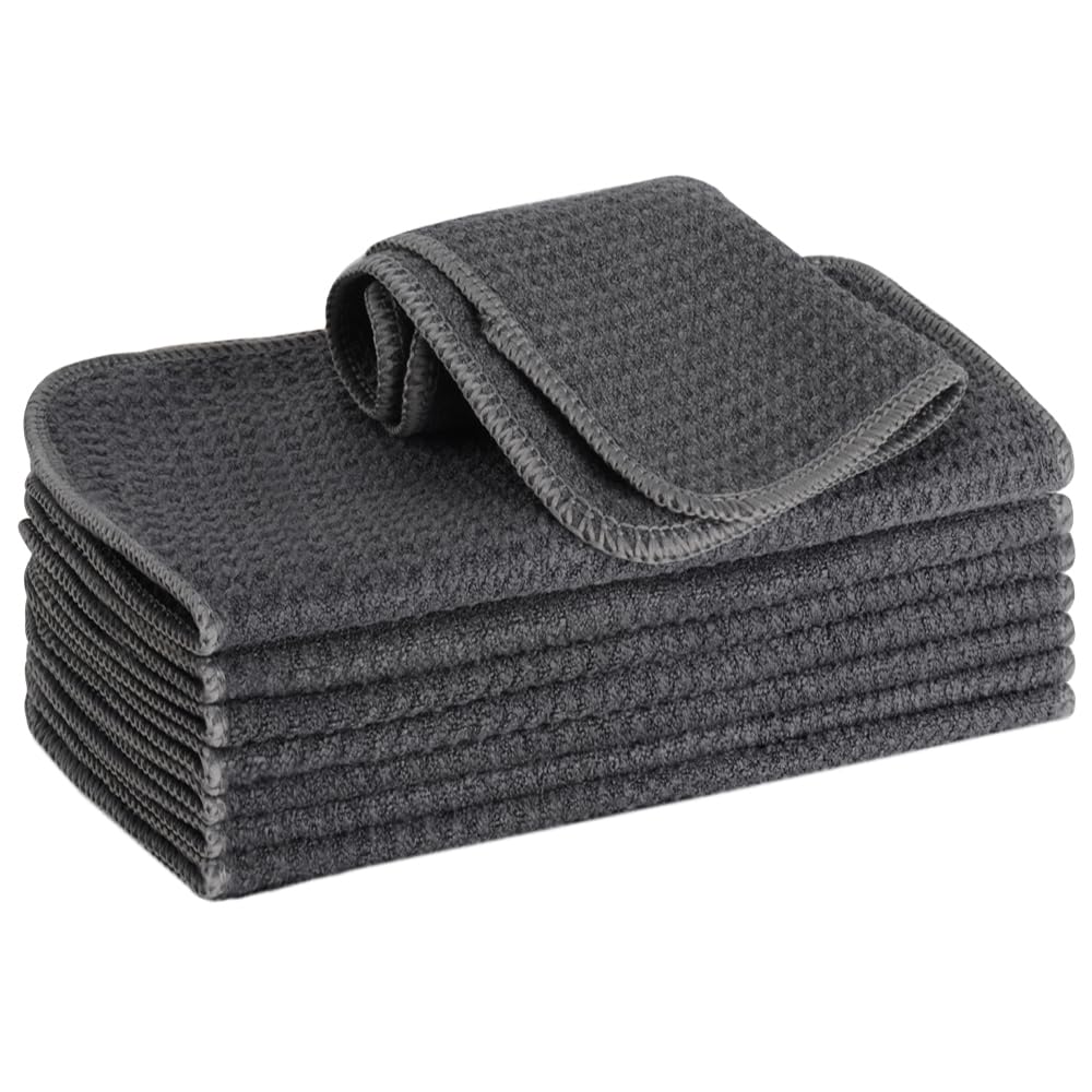 VIVOTE Microfibre Tea Towels Barista Cloths Waffle Weave Dishcloths Grey — image 1