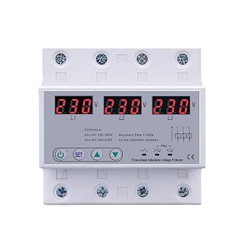 Three Phase Adjustable Over and Under Voltage Protector 3 Phase Automatic Recovery Protective Device Reset 63A 380V