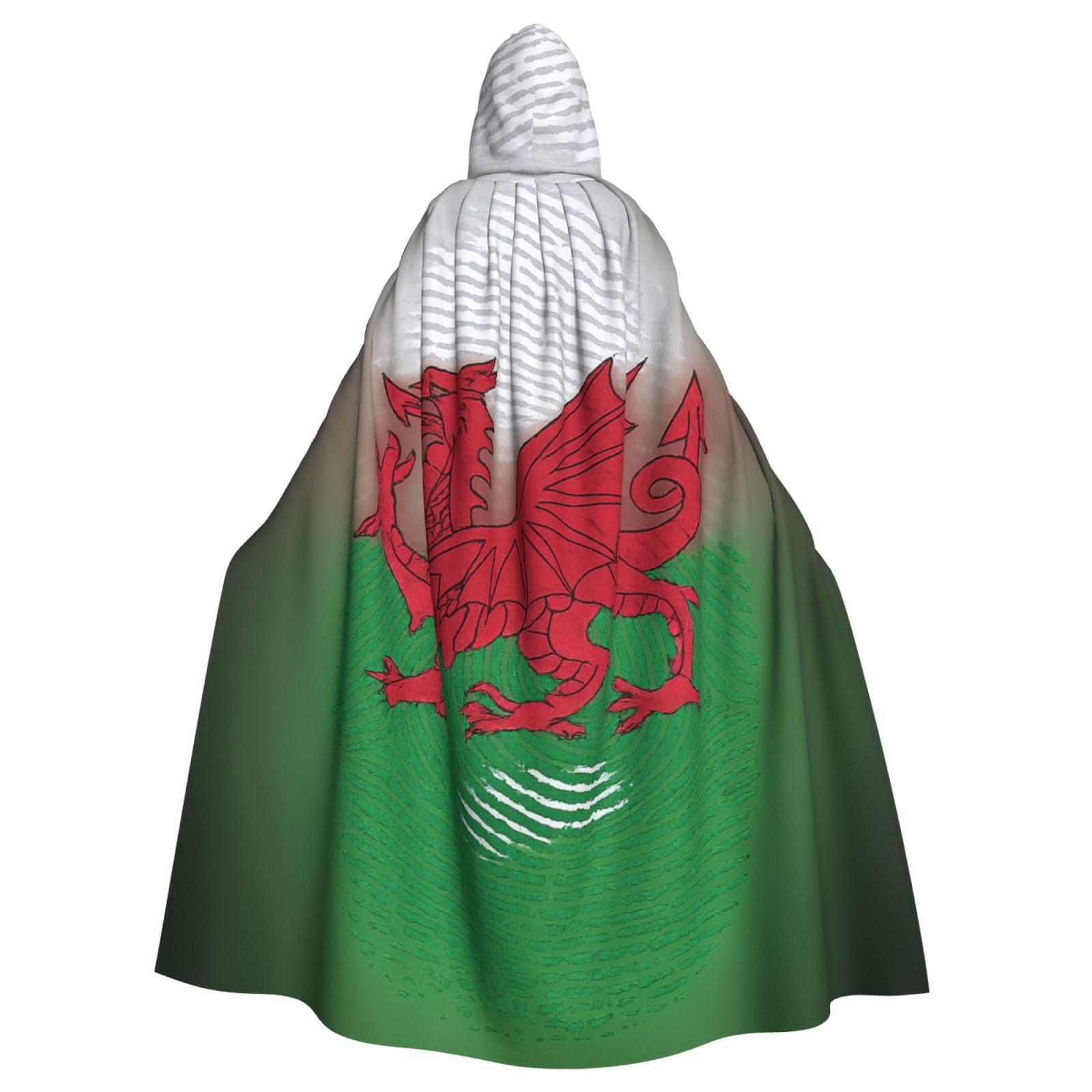 AABBfdg Welsh Dragon Unisex Cosplay Costume Halloween Hooded Cape Cloak for Party Dress Up Full-Length Uniform Robe