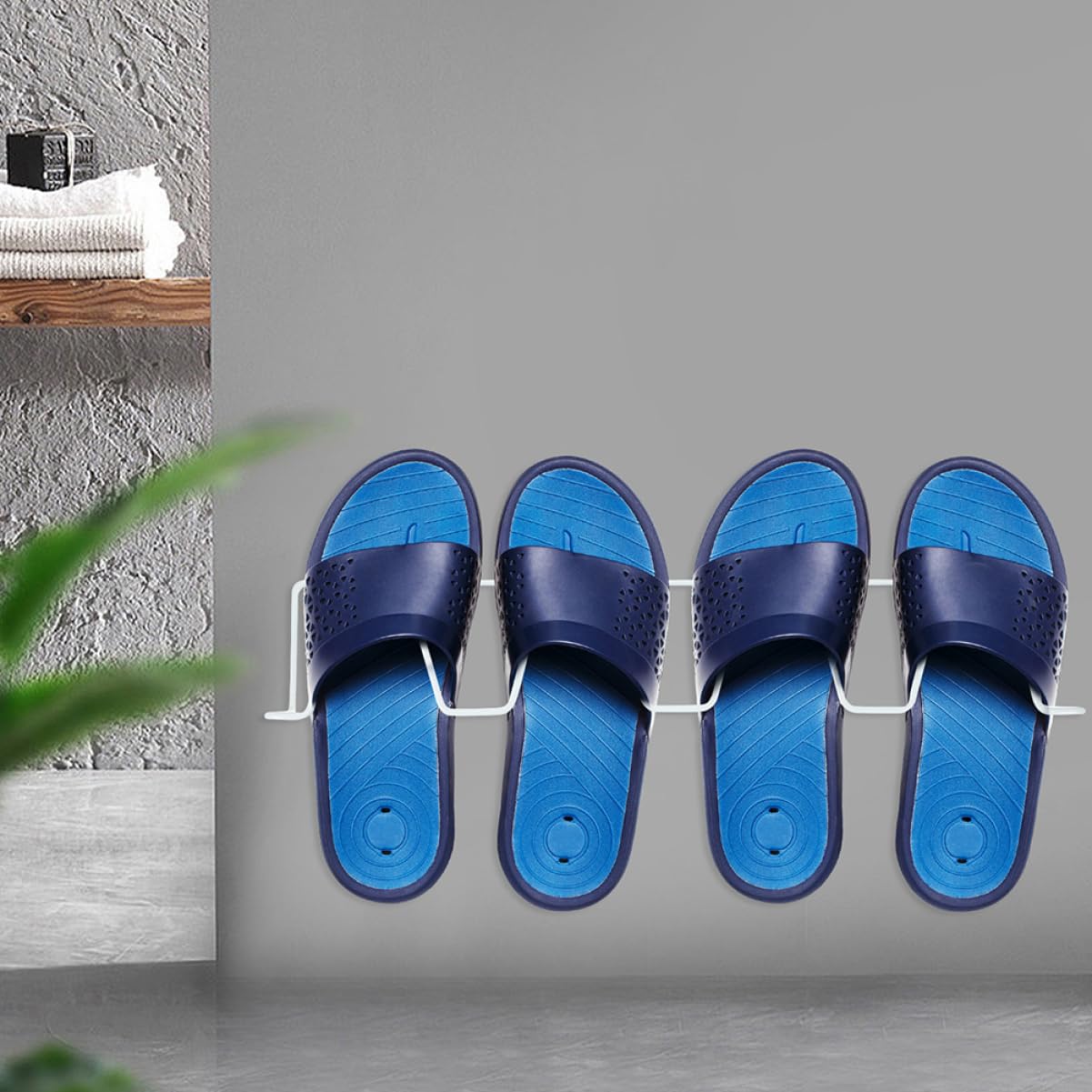 Cabilock 2Pcs Wall Mounted Slippers Storage Shelf No Drilling Shoe Rack for Entryway Bathroom Strong Load Bearing Slipper Hanging Rack Space Saving Organizer for Shoes