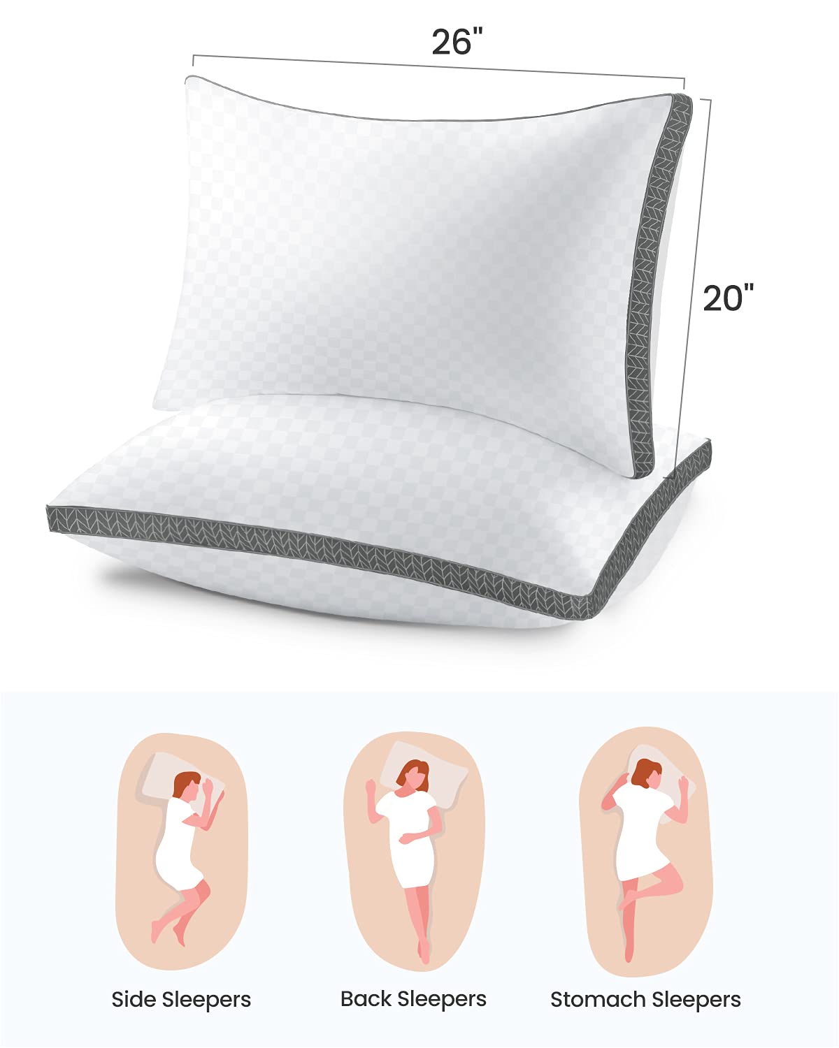 BedStory Pillows Standard Size Set of 2 for Sleeping, Down Alternative