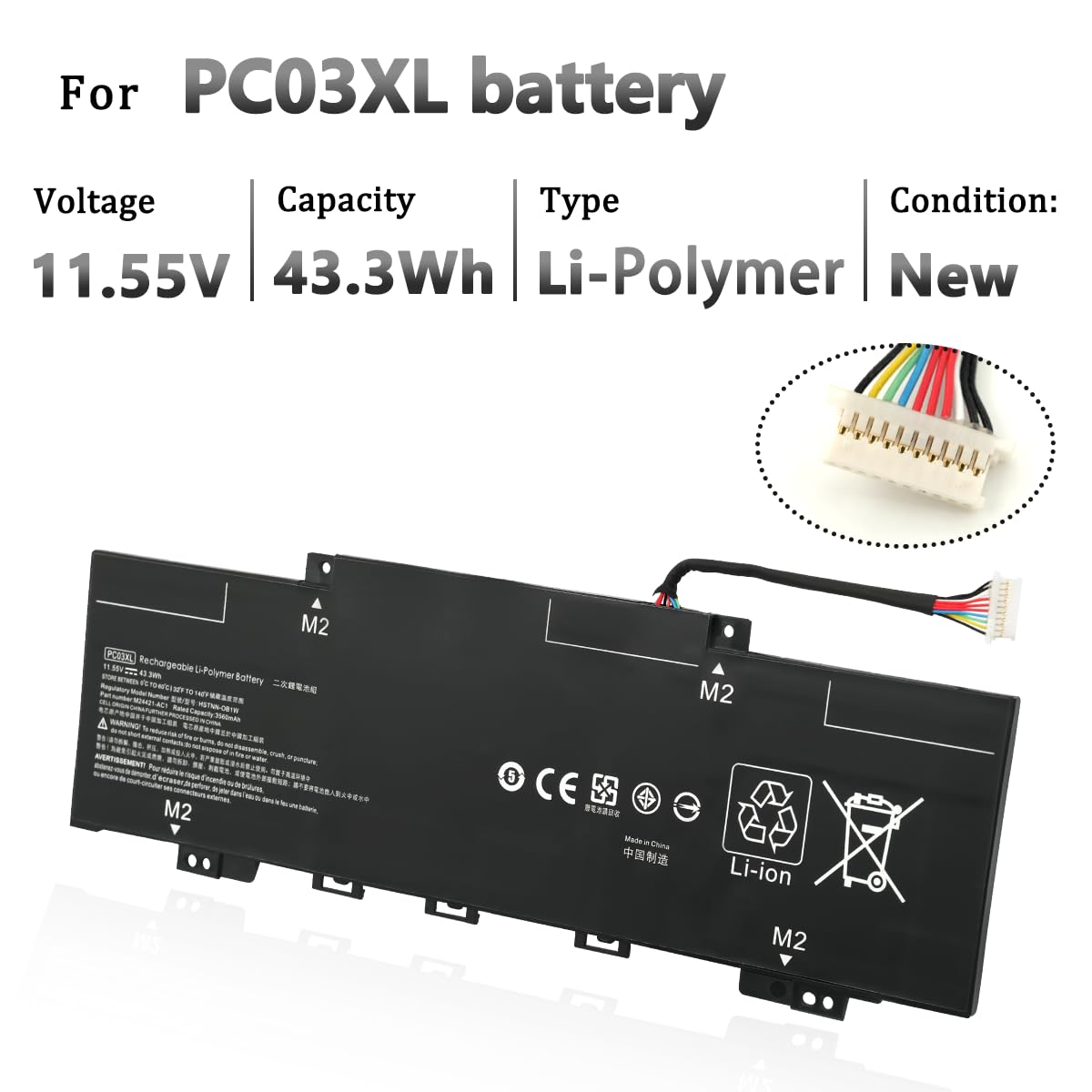 PC03XL Laptop Akku für HP Pavilion X360 14 15 14-DY 14M-DY 15-ER 14-EK Pavilion Aero 13-BE Pavilion X360 Convertible 14-DY Series M24648-005 PC03043XL HSTNN-OB1W M24421-271