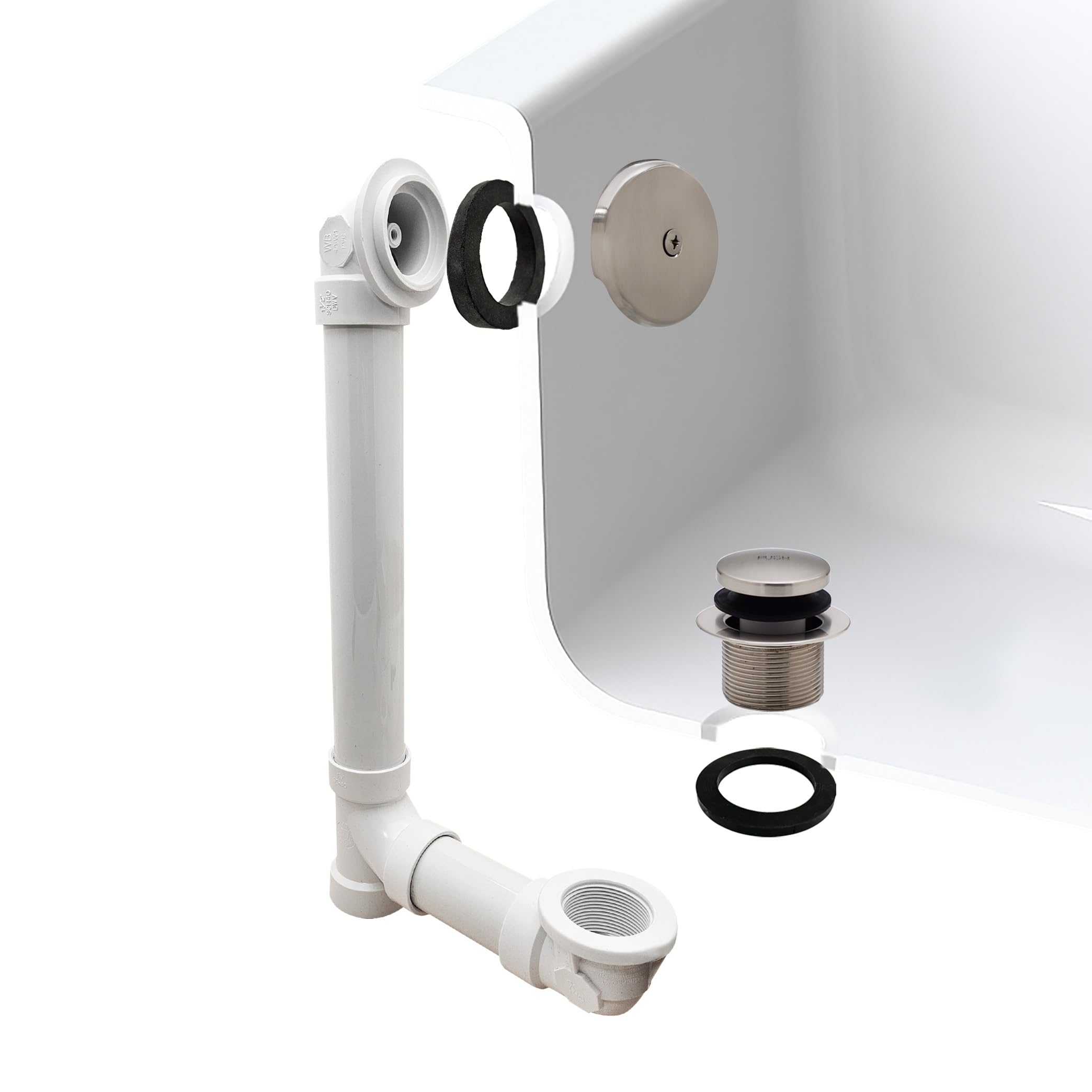 Westbrass D49321-20 Punta del Dedo del pie SCH. 40 residuos de baño de PVC con Codo de un Agujero, Metalizado