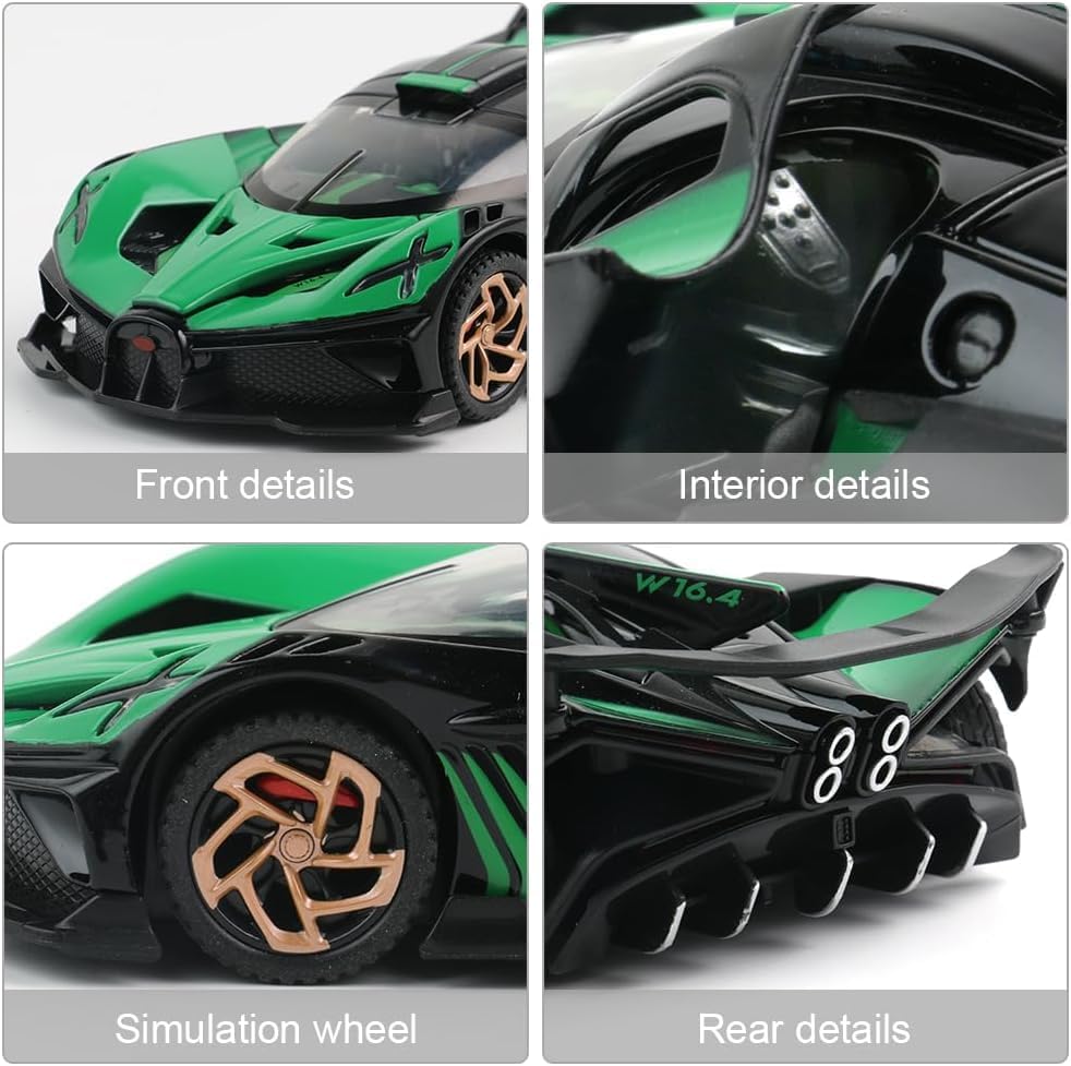 Image of Magicwand 1:24 Scale Die-Cast Bugattti Bolide【Only Blue】【Large】 with 4 Openable Doors,Pull Back Action,Lights,Music & Working Horn【Pack of 1】