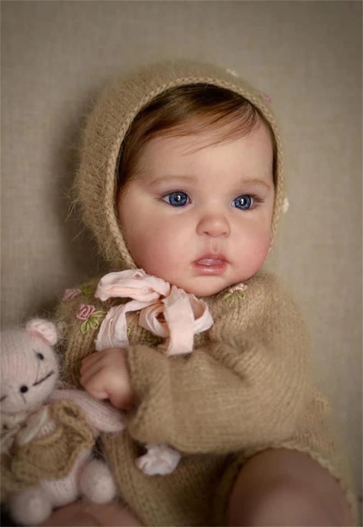 Zero pam Lebensecht Reborn Baby Mädchen Augen Offen, 50CM Realistisch Baby Puppe Mit Haaren, Lebensecht Reborn Toddler Mädchen Puppen, Lebensgroße Babypuppe Weichkörper Mit Zubehör