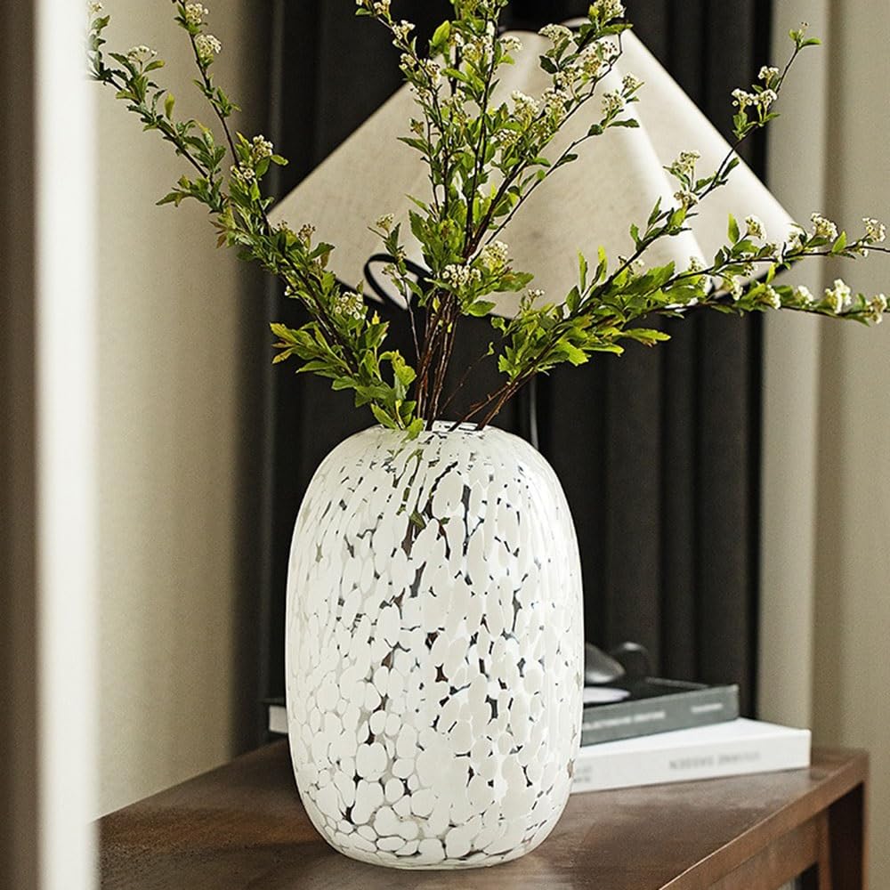 Flower Vases White Polka Dot Glass Vase Decorative Ornament Flower