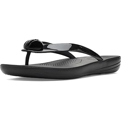 FitFlop Iqushion Glossy-Button Flip-Flops black