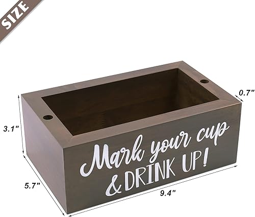 Miniatura 3 de Zingoetrie Soporte doble gris para tazas, organizador de tazas de madera para fiesta, dispensador de tazas para fiesta, marca tu taza y bebe para