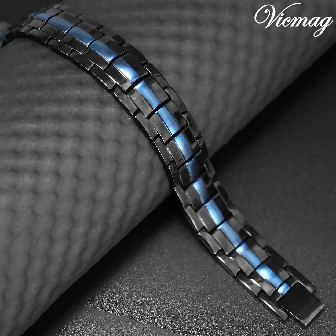 Vicmag Bracciale Magnetico In Titanio Per Donne – Cristallo Oro Rosa A Forma Di X – Magneti Ultra Forti – Regolabile 21 Cm