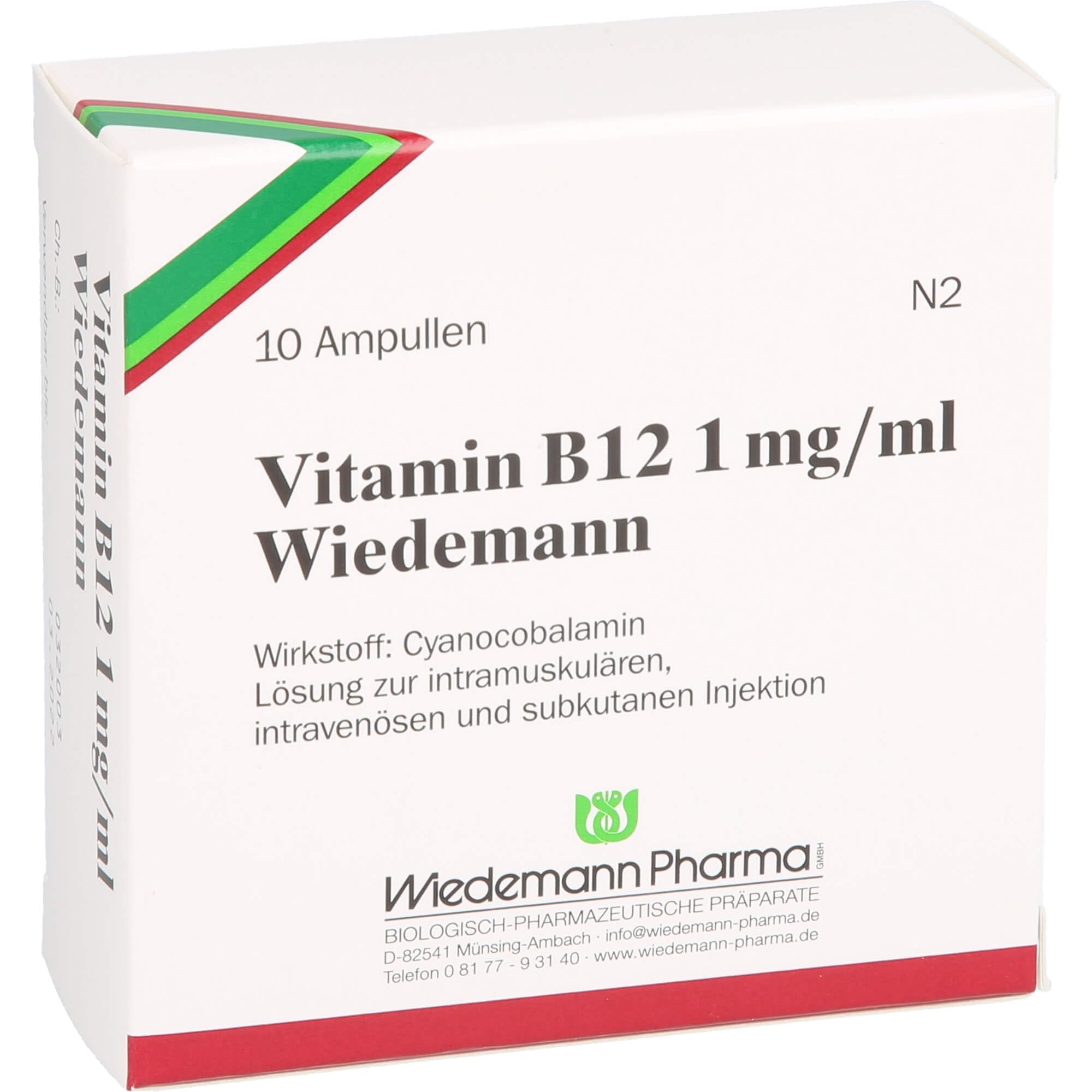 Wiedemann Vitamin B12 1 mg/ml Injection Amp. Pack of 10 Health & Personal Care