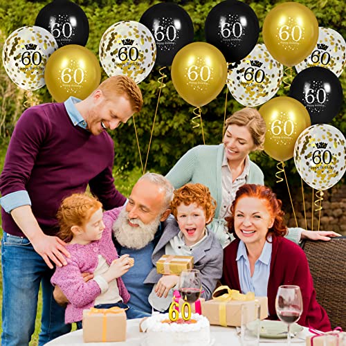 Image of Black Gold 60th Birthday Balloons - 15 Pcs 60th Birthday Party Decorations Balloons for Men & Women