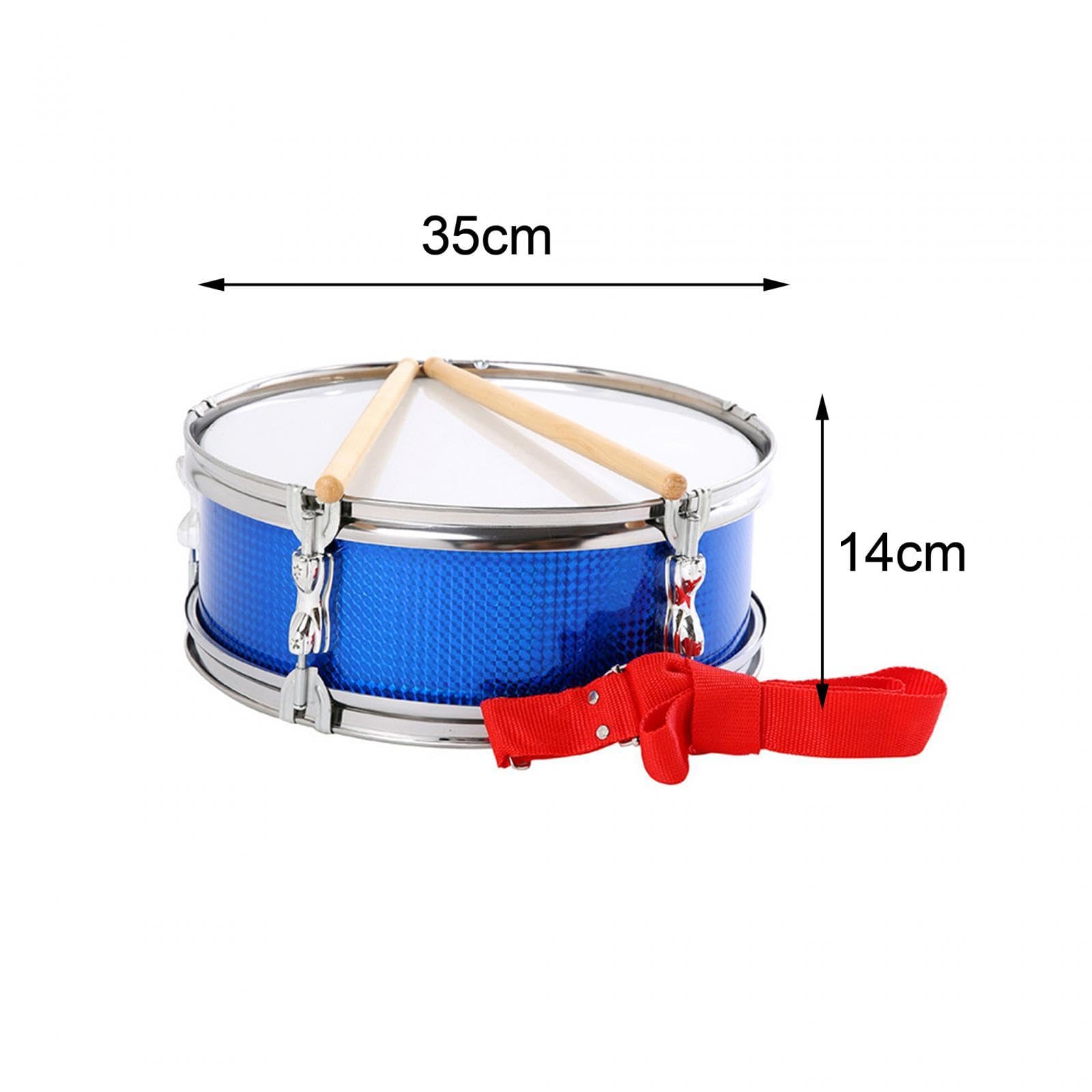 Caja de 13 Pulgadas, Tambor Musical con Correa Ajustable, Instrumento para Aprender Música, Instrumento de Percusión, Ideal para Principiantes Y Adole, Azul