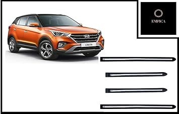 Empica Car Door Cladding Side Beading Door Protector Garnish with Chrome Strip Compatible for Hyundai Creta Facelift (Set of 4 Pcs, Black)