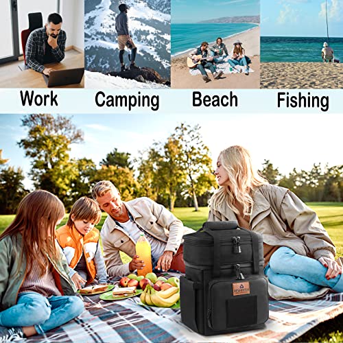 Hshrish Tactical Lunch Box, Large Expandable Insulated Lunch Bag, Durable Waterproof Leakproof Cooler Bag For Adults/Men/Women/Work Outdoor Picnic Trips, 20 Cans/15 L, Black #TOP6