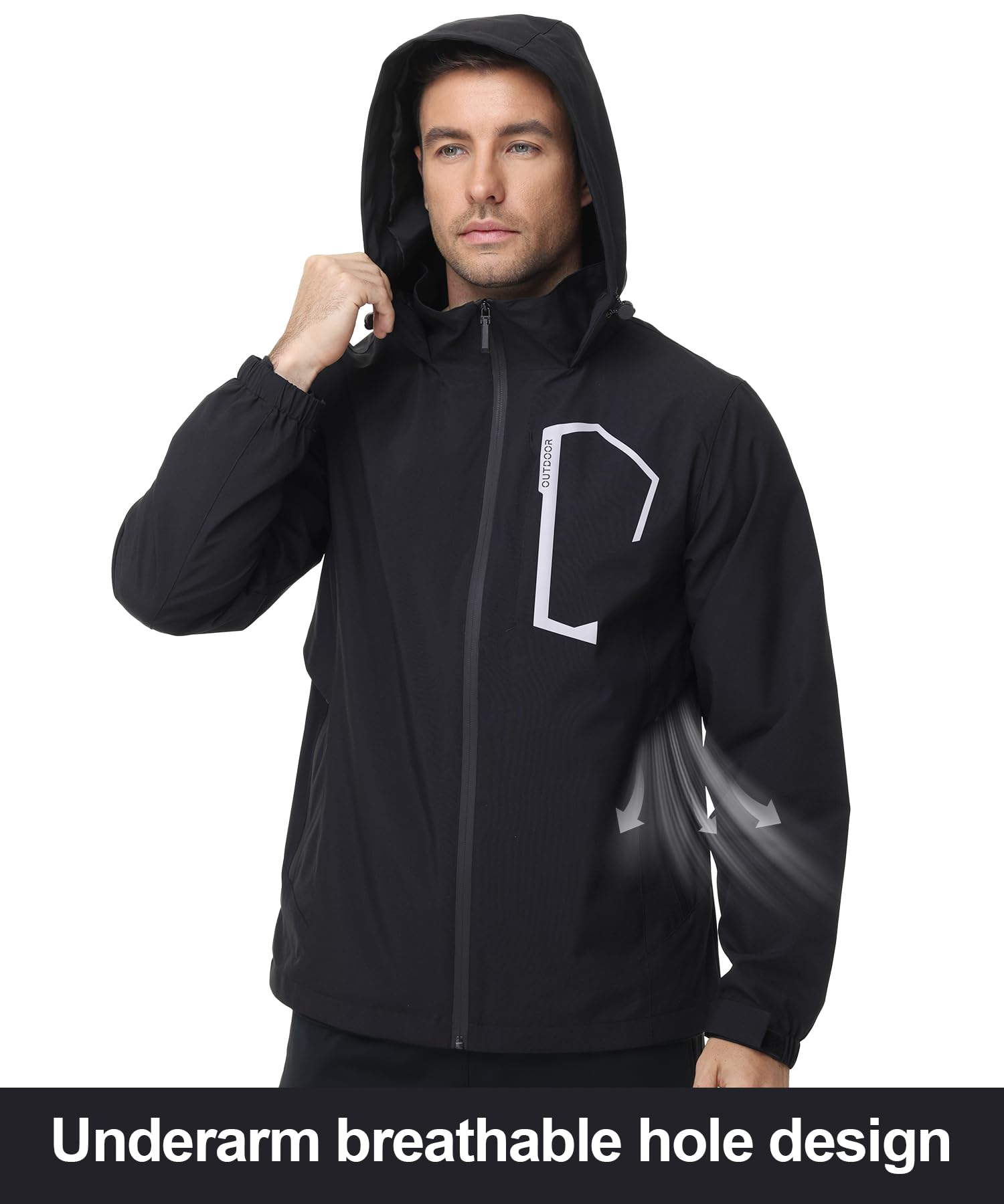 Huayuzh Chaquetas impermeables para hombre, chaqueta ligera para exteriores, cortavientos, de secado rápido, para ciclismo, camping, senderismo
