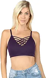 Sutiã esportivo feminino sexy com tiras cruzadas e sem aro com almofadas removíveis