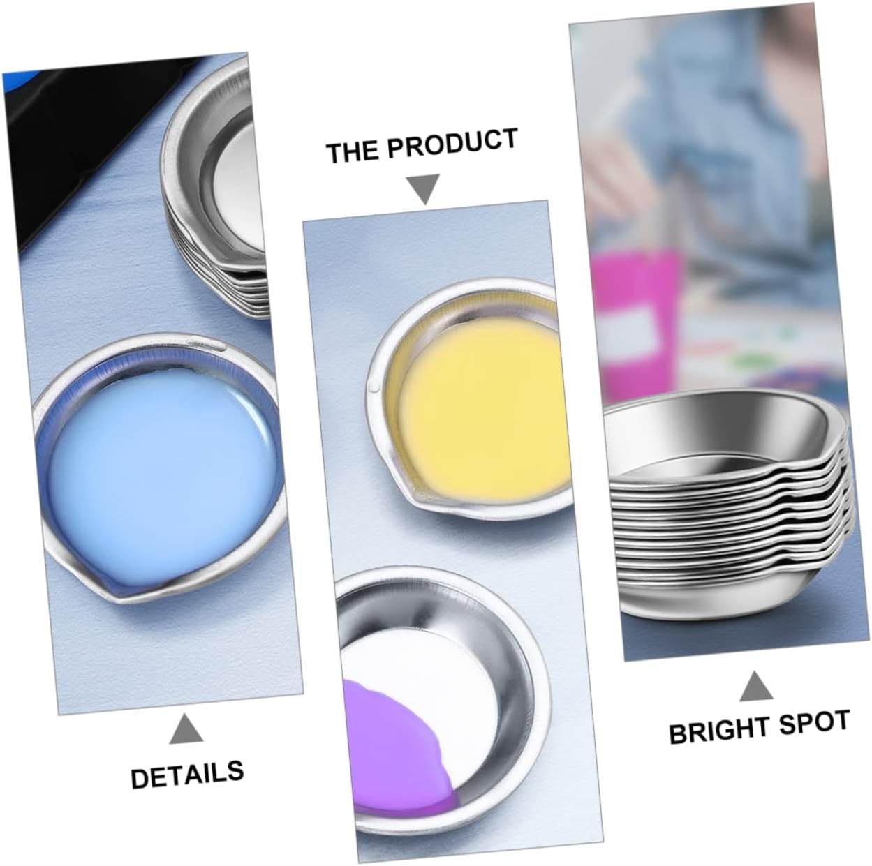 IMIKEYA 24pcs Stainless Steel Mixing for Mixing and Holding Lightweight Palette for Artists Students and Home Use