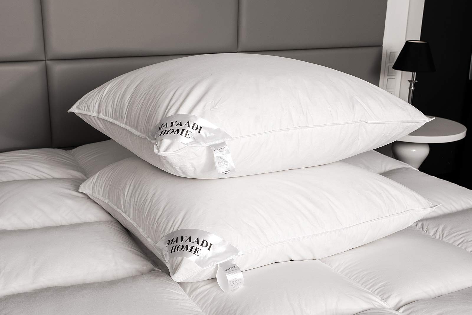 Mayaadi Home Daunenkissen 80x80 Cm – Weich & Stützend, 1600g Füllung, Bio-Baumwolle
