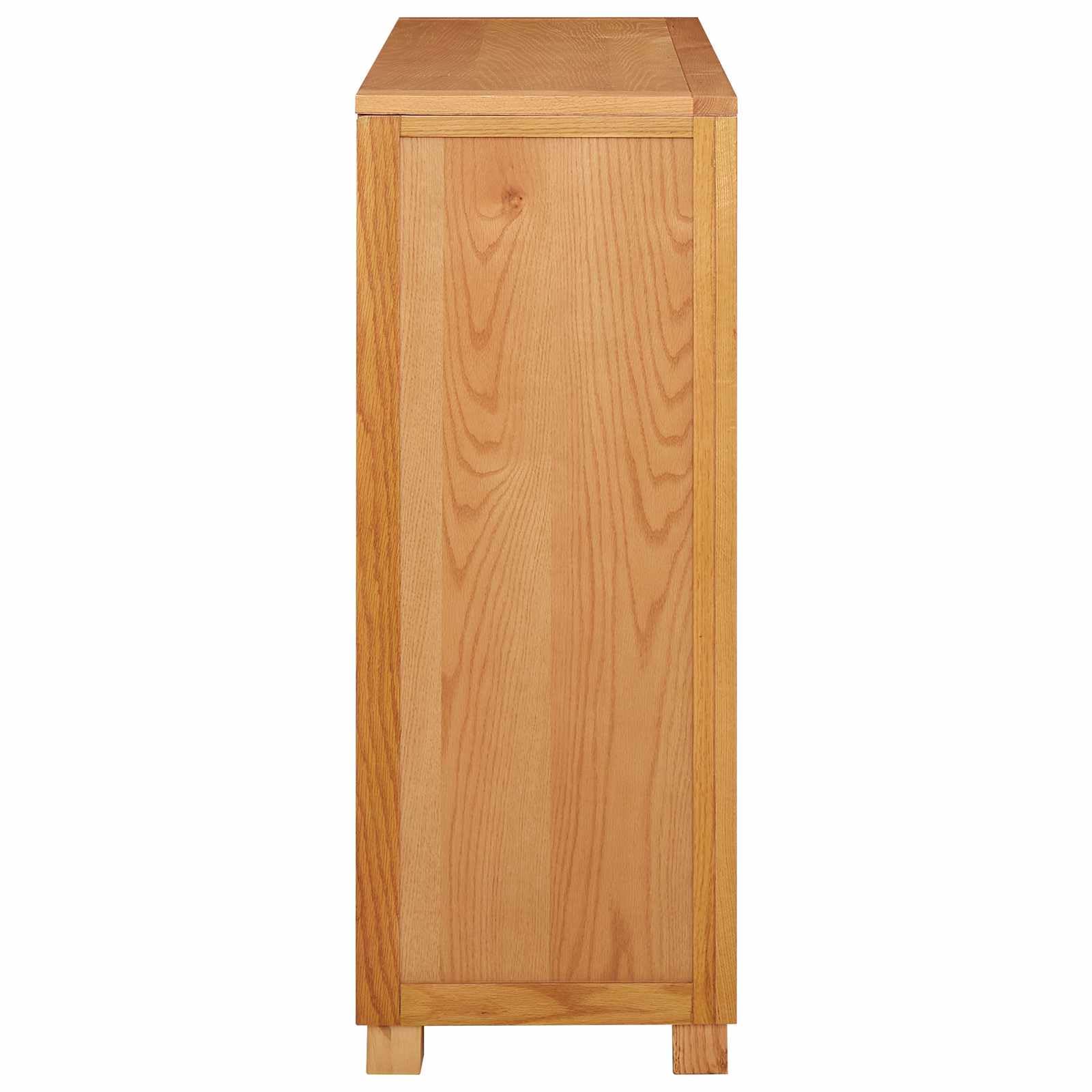 Schrank mit Stauraum aus massivem Eichenholz braun 80 x 35 x 95 cm mit 4 Schubladen und Anti-Kipp-Vorrichtung für Wohnzimmer Schlafzimmer Flur vielseitige Aufbewahrung