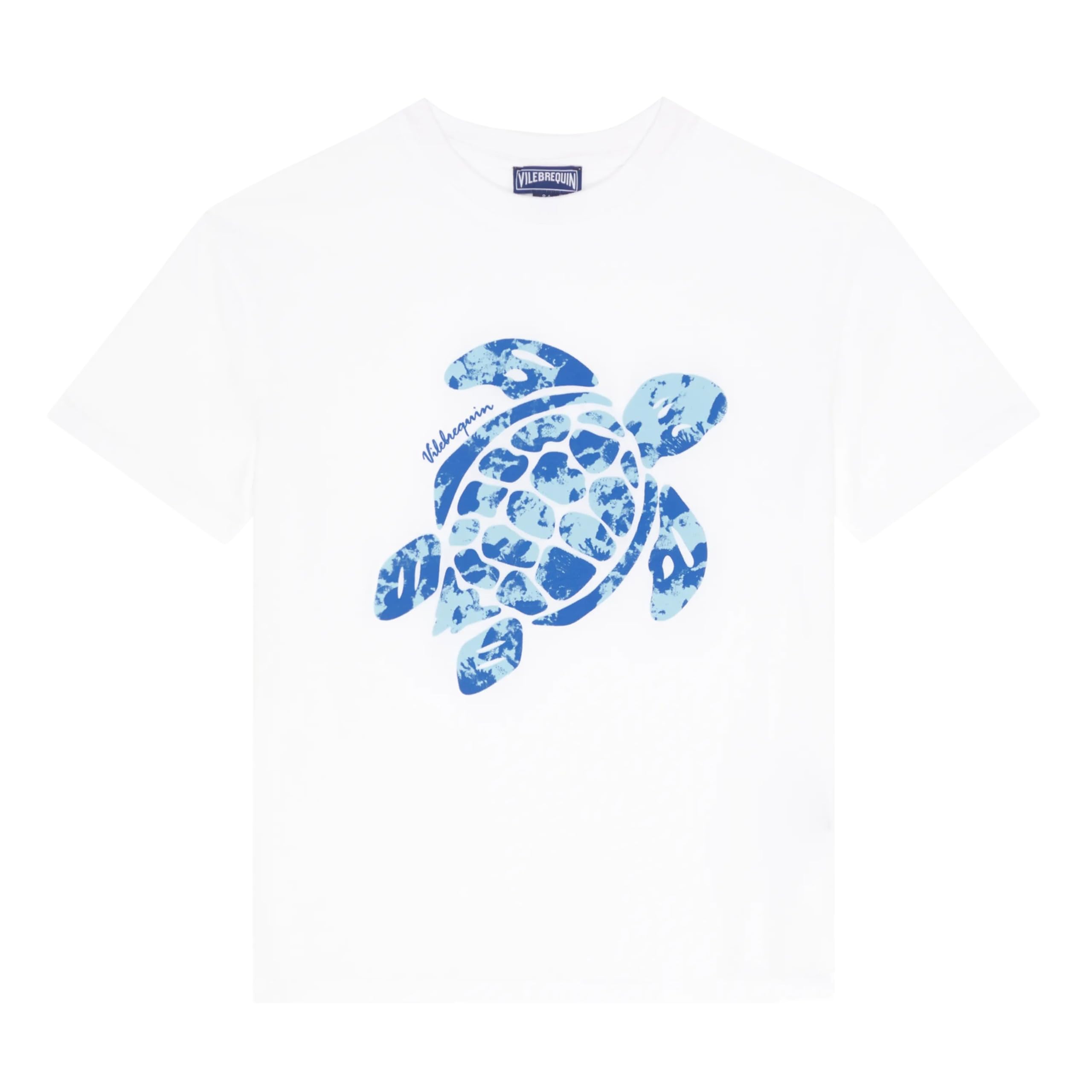 Vilebrequin, T-​Shirt Bambino in Cotone Biologico con Stampa Big Turtle, 10Ans, Bianco