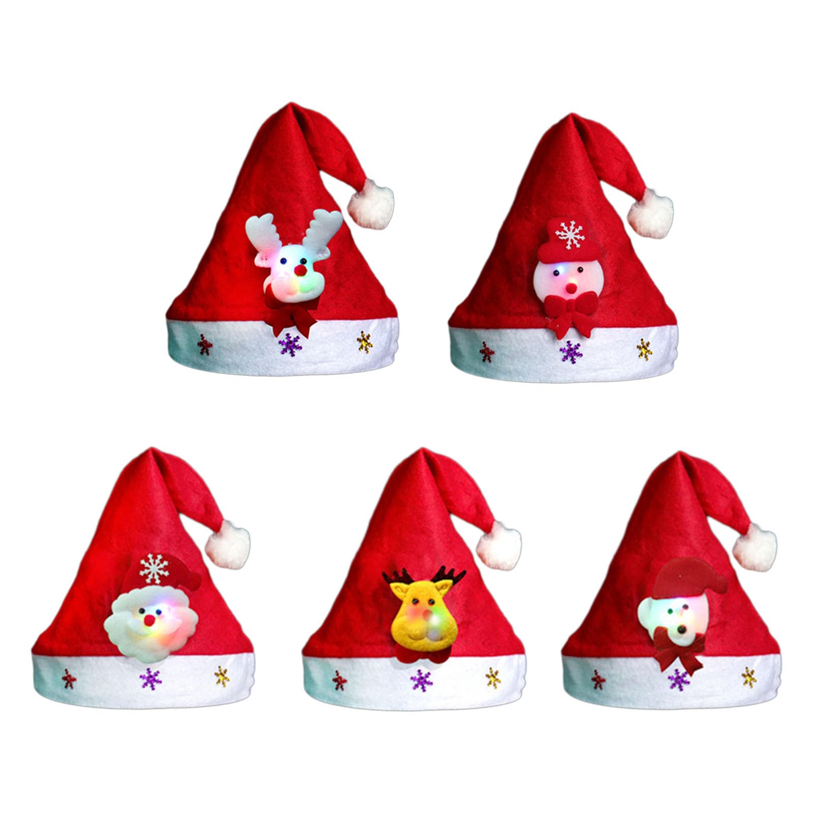 Tsophreniq LED Christmas Red Plush Hat Sweater Santa Hats New Year Decor Costume Hats Light Up Cartoon Hat Festive Holiday Party Accessory Santa