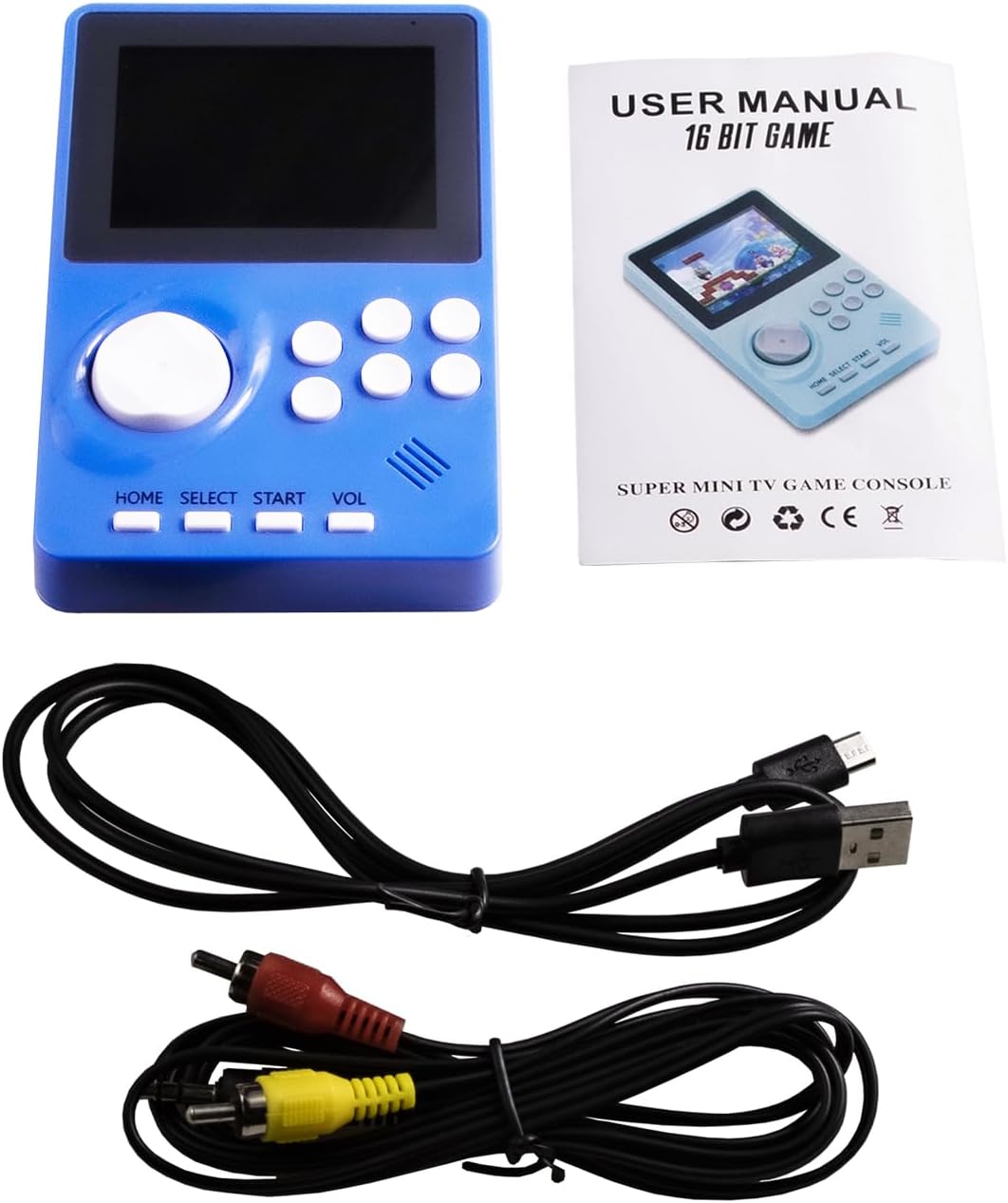 16 Bit Handheld Video Game Console for Kids Adults，2.8-inch Super Wide Lcb Preloaded 100 HD Handheld Game Console Seniors Electronic Game Player Birthday Present Xmas (Dark Blue) - Image 6