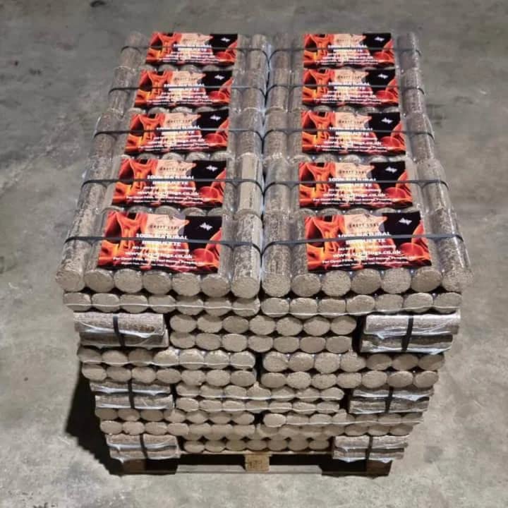 BioglowHotlogs Round Wood Briquettes for Wood Stoves, Log Burners, Fireplaces Full and Part Pallets