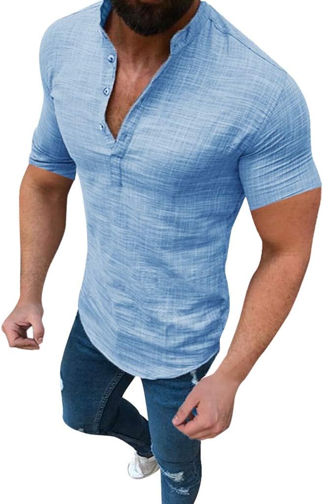 Starryflashing_men t-shirtMen Long Sleeve Casual Blouse Tops, Male Baggy Cotton Linen Pocket Solid Retro T Shirts Blouse Shirt Tunic Tops