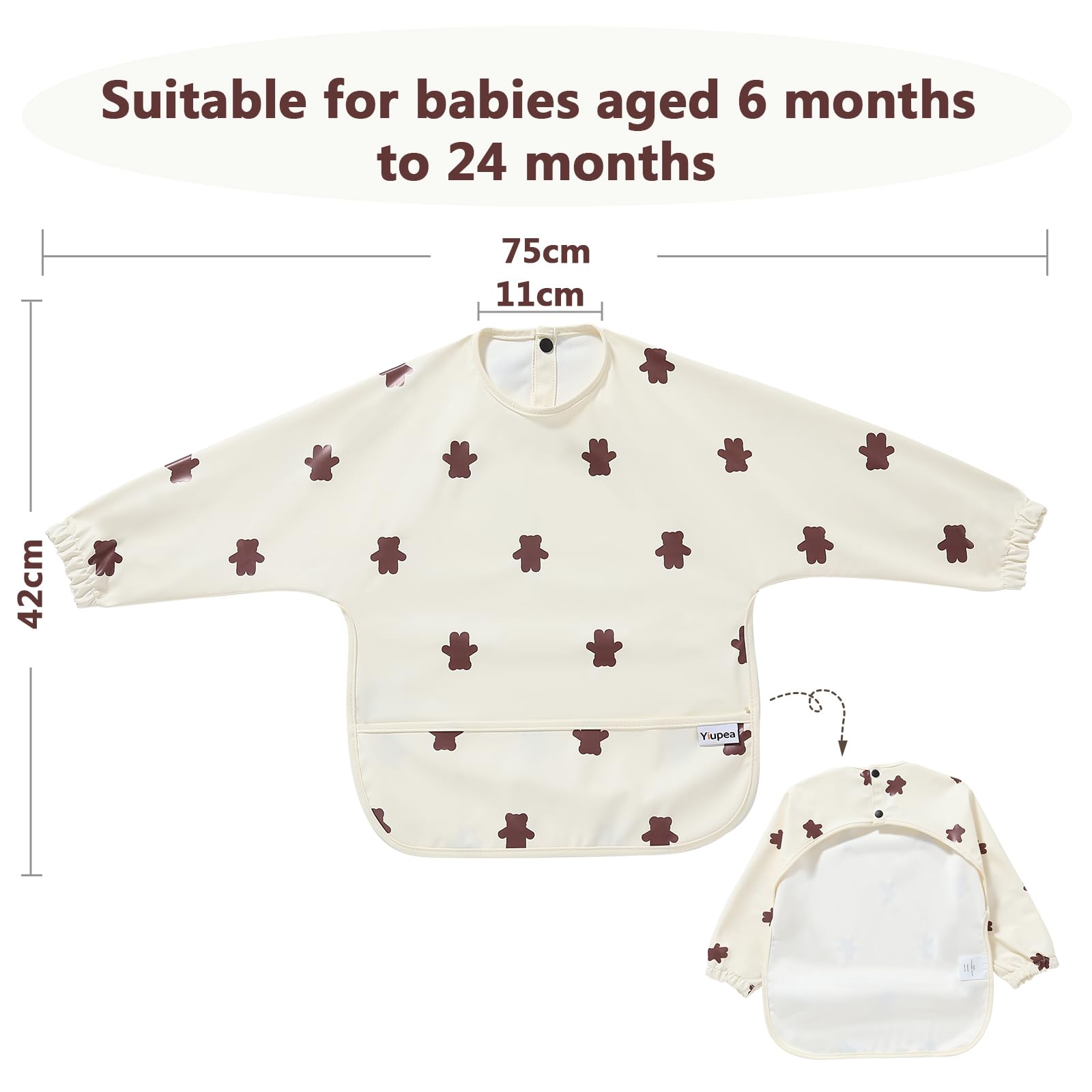 Yiupea Bavaglino Anti-Mess a Manica Lunga - Lavabile in Lavatrice, Impermeabile e da 6 a 24 Mesi per lo Svezzamento del Bambino a LED, Bavaglini Combinati per L'alimentazione del Bambino