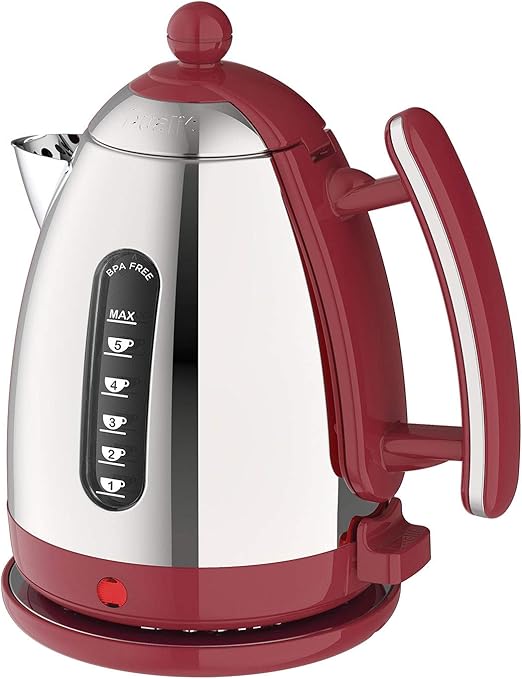 Dualit Lite Kettle 1.5L Jug Kettle Polished with Gloss Red Trim