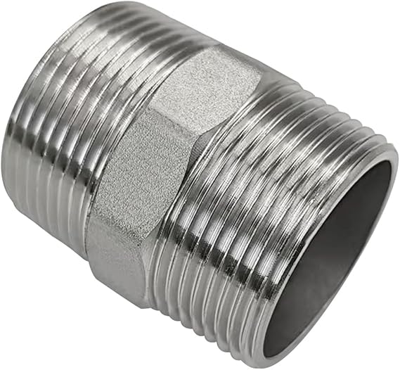 Beduan 2 Male NPT Nipple Hex 304 Stainless Steel Pipe Fitting (Pack of 1)