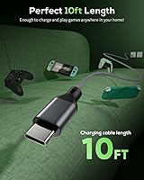 Vista 5 de MENEEA Cable de carga para controlador PS5PS5 Pro, para Xbox Series XS, para Nintendo Switch Paquete de 2 cables de repuesto USB C de 10 pies