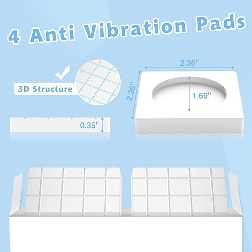 Miniatura 26 de SEISSO Almohadillas antivibración para lavadora, antideslizantes y con cancelación de ruido, almohadillas antivibración, almohadillas de goma Blanco