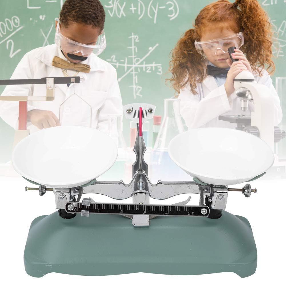 Schulwaage Waage Metall Spielzeug Tischwaage Maßstab Mechanische Waage mit Pinzette und Kalibriergewicht für Laborunterricht Physikzubehör Verschiedene Gewichte(100 g)