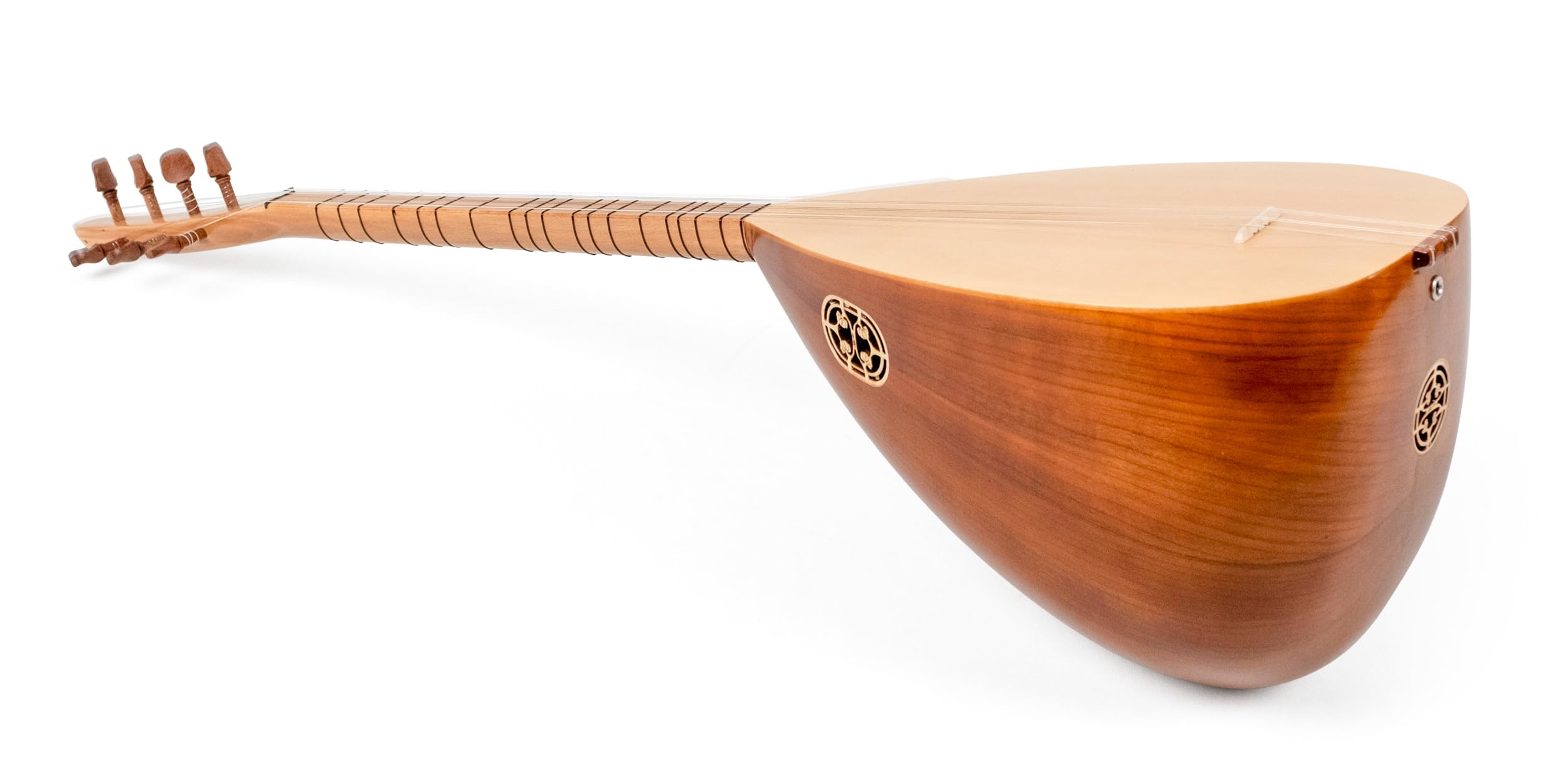 Baglama Saz à col court turc en bois de mûrier avec micro, cordes, médiators, étui