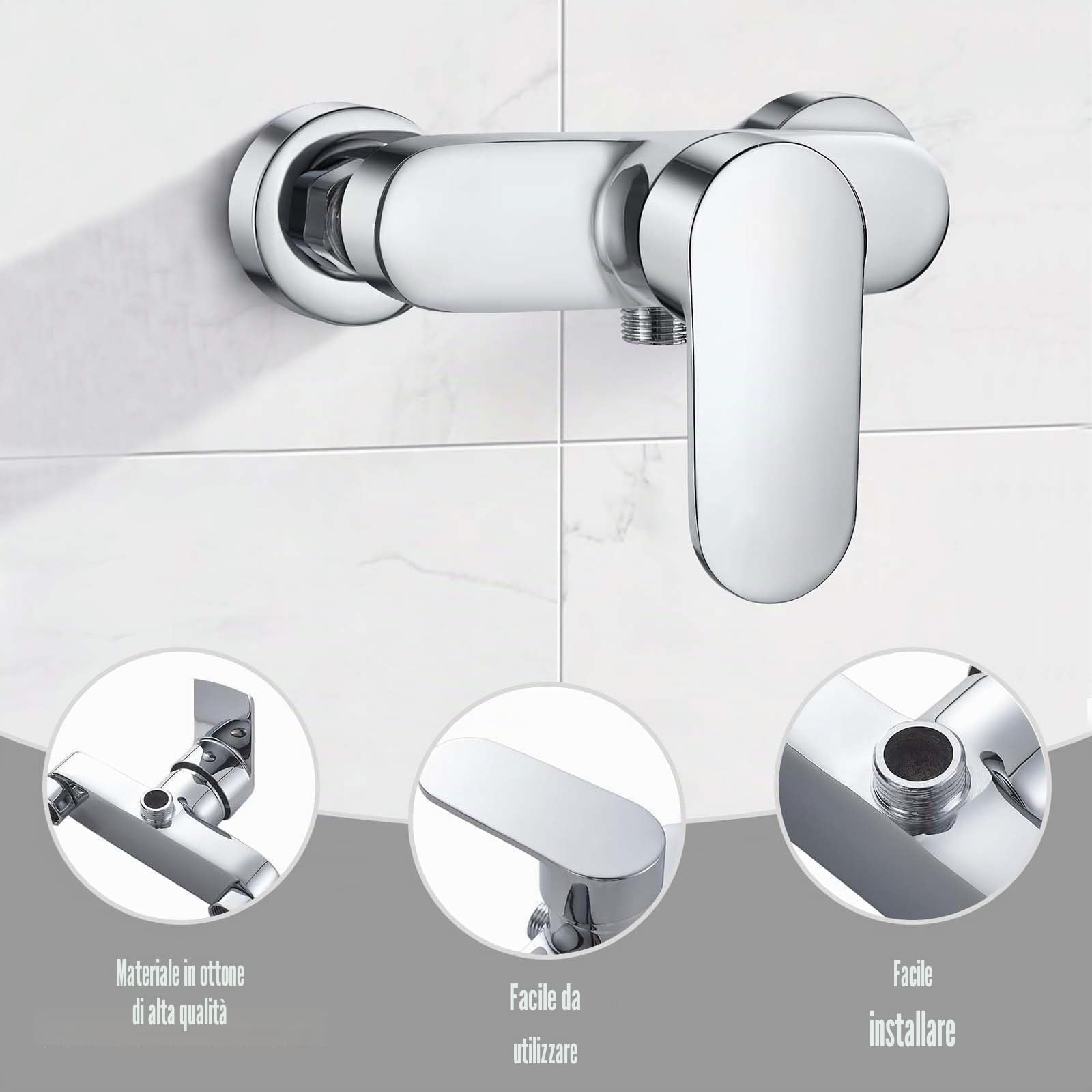 1 gruppo rubinetto miscelatore per vasca da bagno, Rubinetto per docce da bagno, Rubinetto per bagno e doccia, Miscelatore monocomando per doccia rubinetto per vasca, Monocomando per doccia a parete