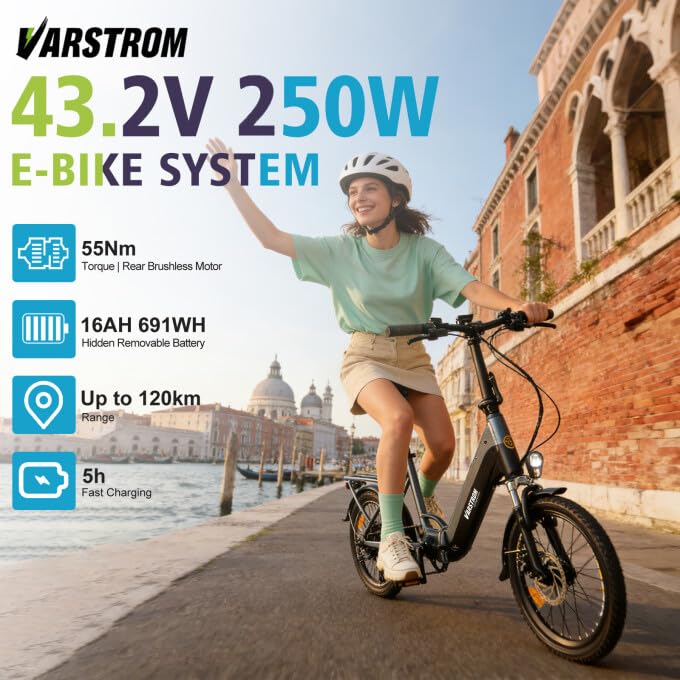 Kangaroo Vélo Électrique Pliant 43,2V 250W avec Batterie 16Ah