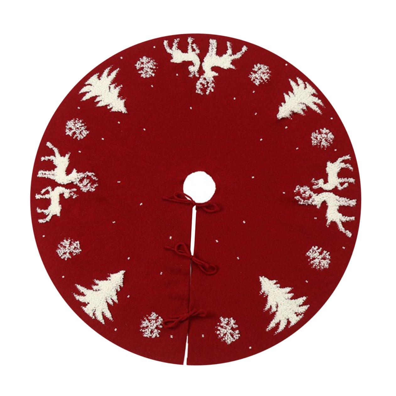 Jupe de sapin en laine rouge 122 cm pour embellir vos soirées au coin du feu