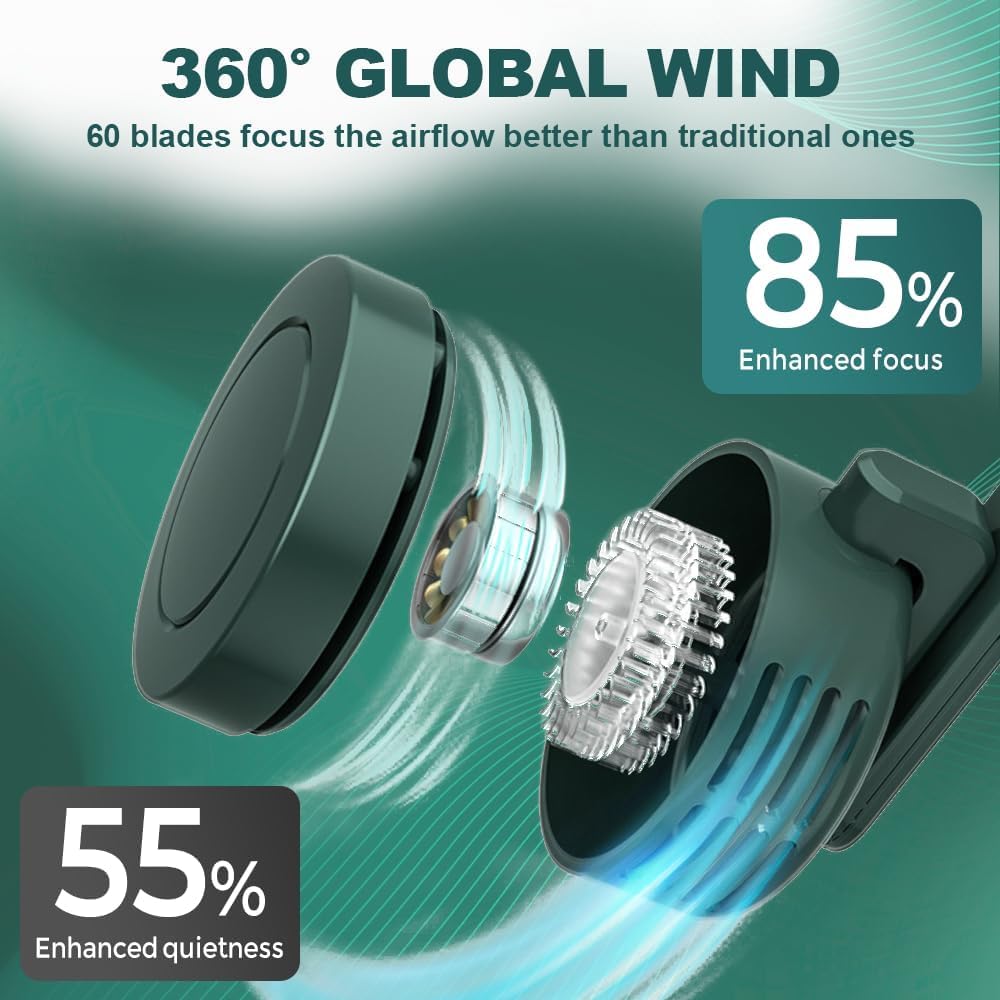 Small Clip Fan, Portable Silent Mini Bladeless Electric Fan, Mini