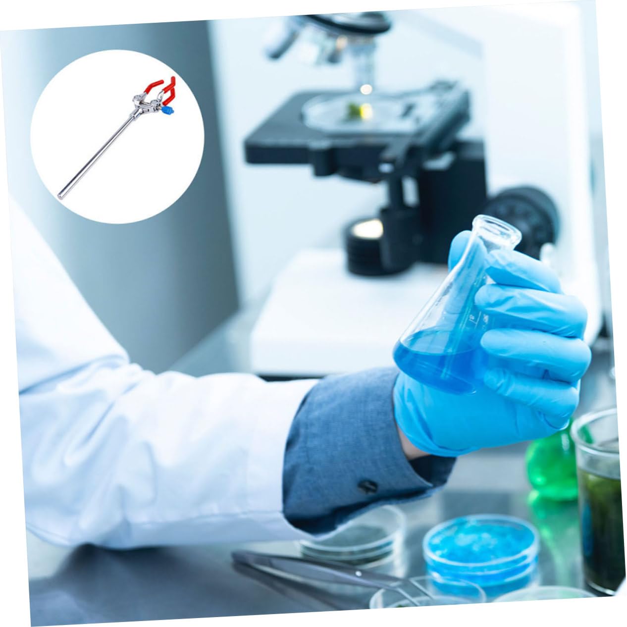 SOLUSTRE 8pezzi Pinza Da Laboratorio Regolabile Acciaio Inossidabile Clamps Prong Per Provette e Becher Accessorio Per Esperimenti Laboratorio