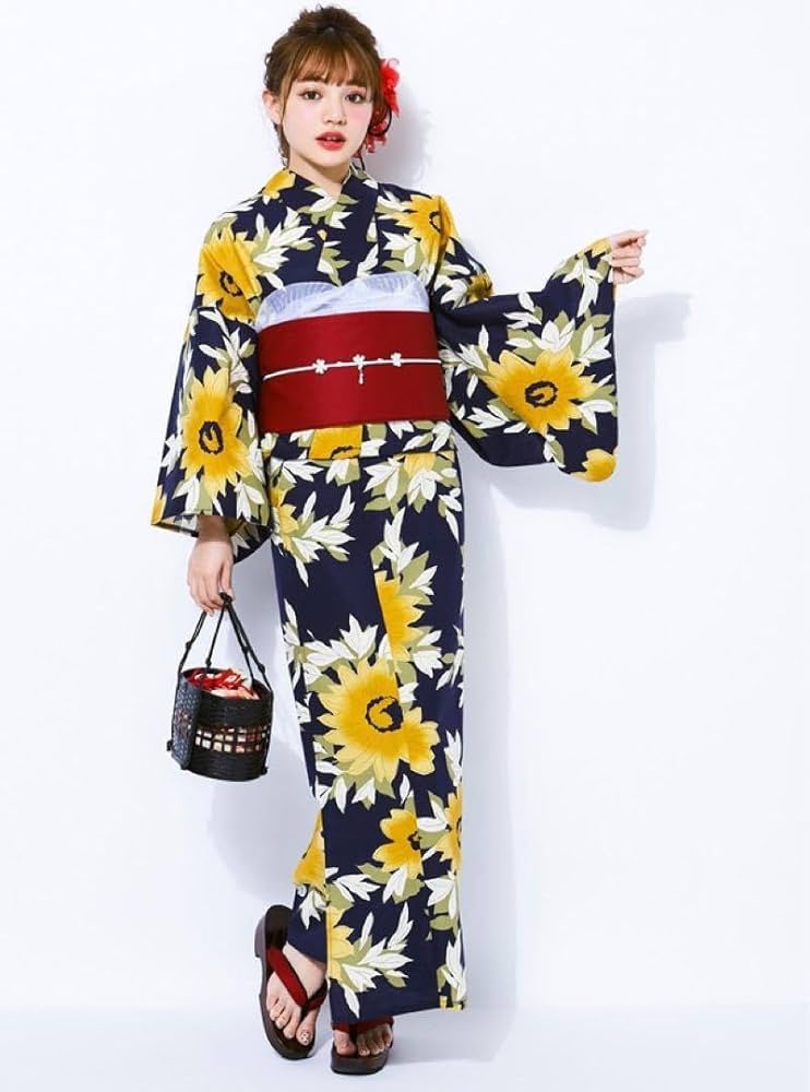 Amazon.co.jp: 紺地にひまわり浴衣セットゆかた 作り帯 大人 向日葵 Amazon.co.jp: 紺地にひまわり浴衣セットゆかた 作り帯 大人 向日葵