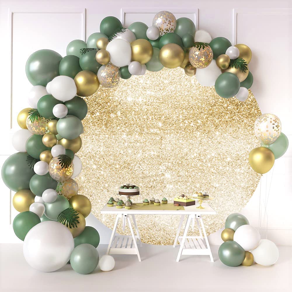 2 x 2 m Oro Glitter Sfondo Rotondo Lucido Brillante Paillettes Starlight Cerchio Fotografia Sfondo Rotondo Stand Copertura Baby Shower Nuziale Festa di Compleanno Decorazione Photo Booth Prop