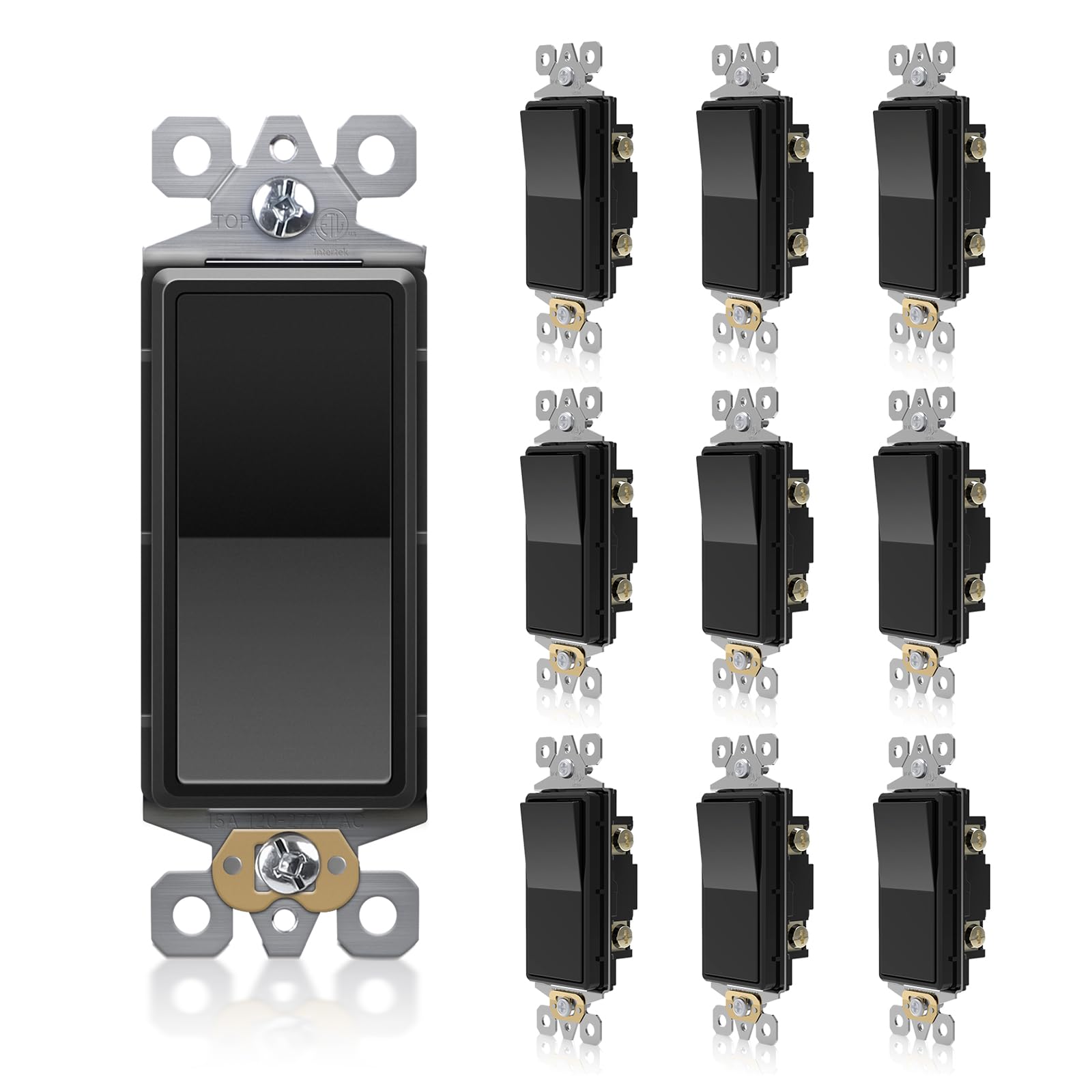 Snapklik.com : 10 Pack 3-Way Decorator Black Light Switch, Single Pole ...